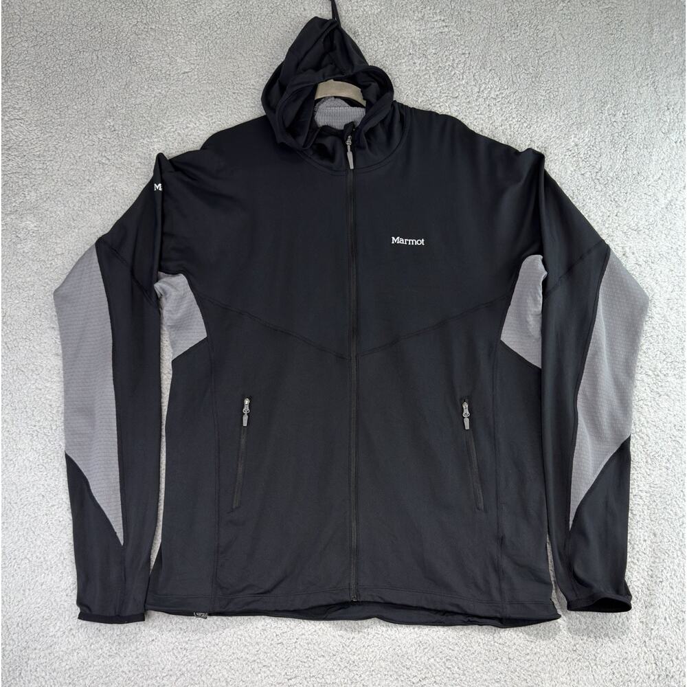 Marmot Variant Hoody Men’s Sz XL Black Gray Hybrid Grid Fleece Jacket